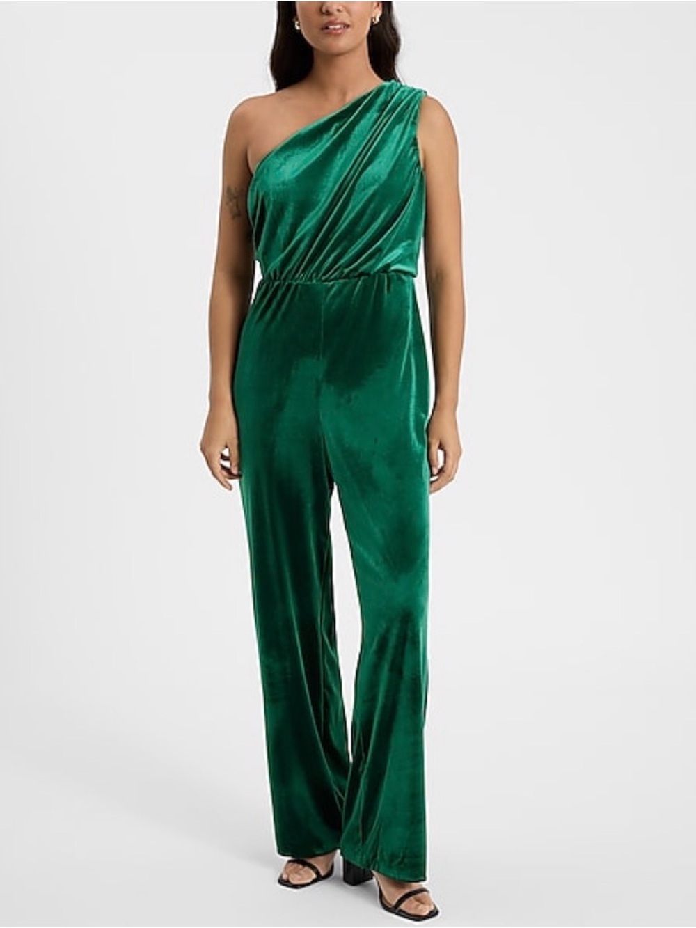 NWT Express Velvet One Shoulder Wide Leg Jumpsuit